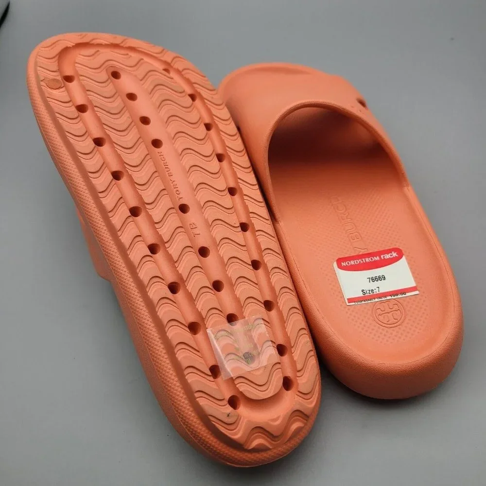Tory Burch Shower sandals slide EVA Coral pink flip flops Shoes sz 7- 8 new